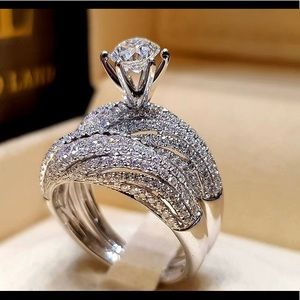 Antique Vintage Sterling Silver Engagement/Wedding Set